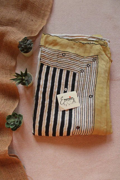 Off - White Polka Modal Silk Saree with Artisan Handwork - Eternity by Sakshi