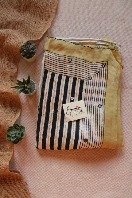 Off - White Polka Modal Silk Saree with Artisan Handwork - Eternity by Sakshi