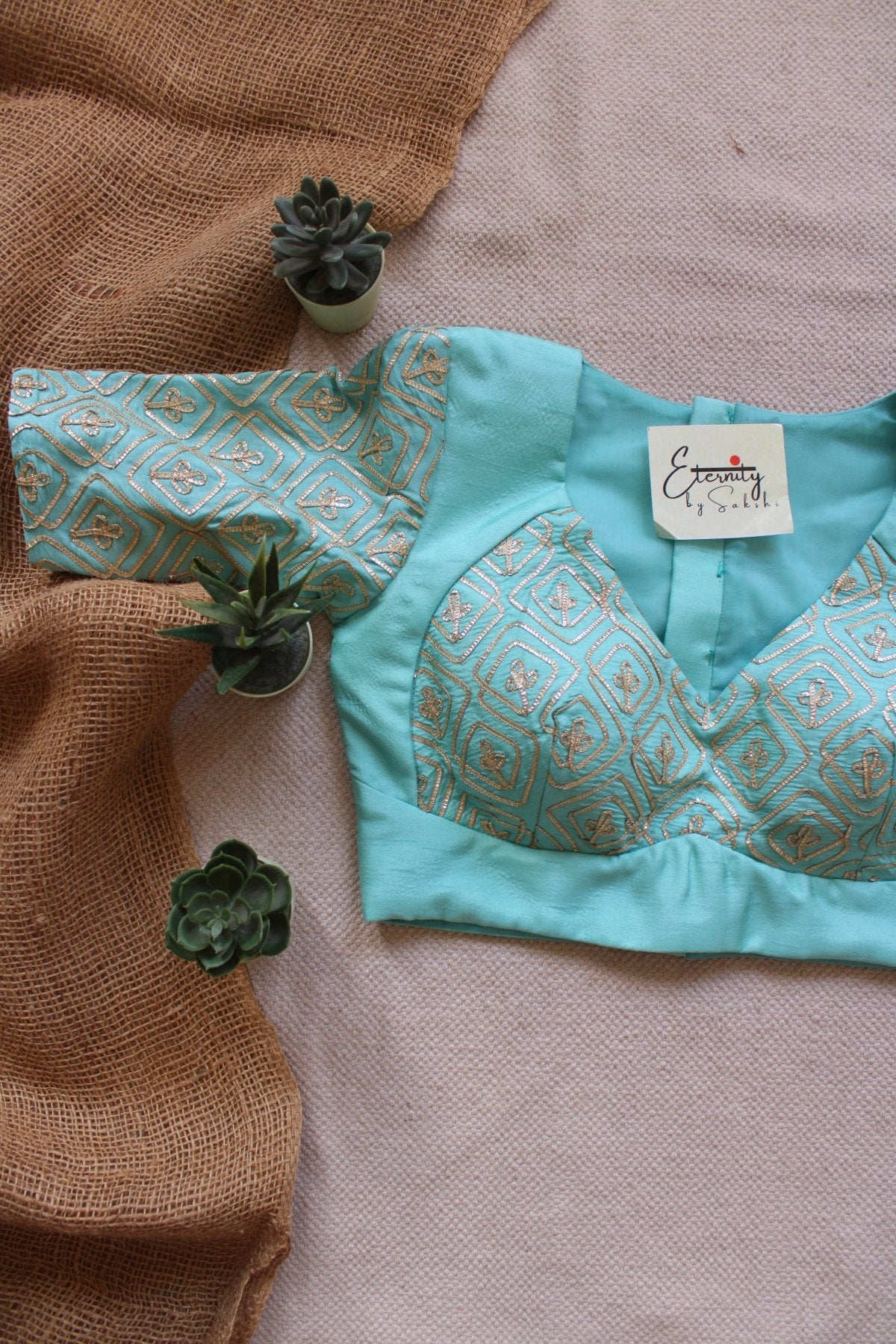 Aqua Blue Patch Blouse - Eternity by Sakshi