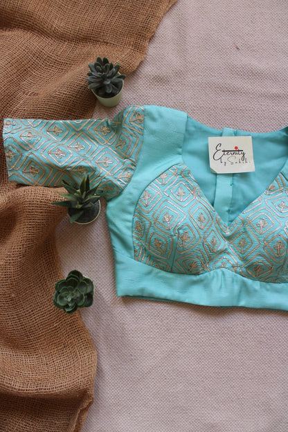 Aqua Blue Patch Blouse - Eternity by Sakshi