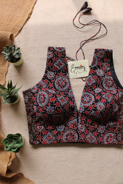 Kohl Ajrakh Strechable Blouse - Eternity by Sakshi