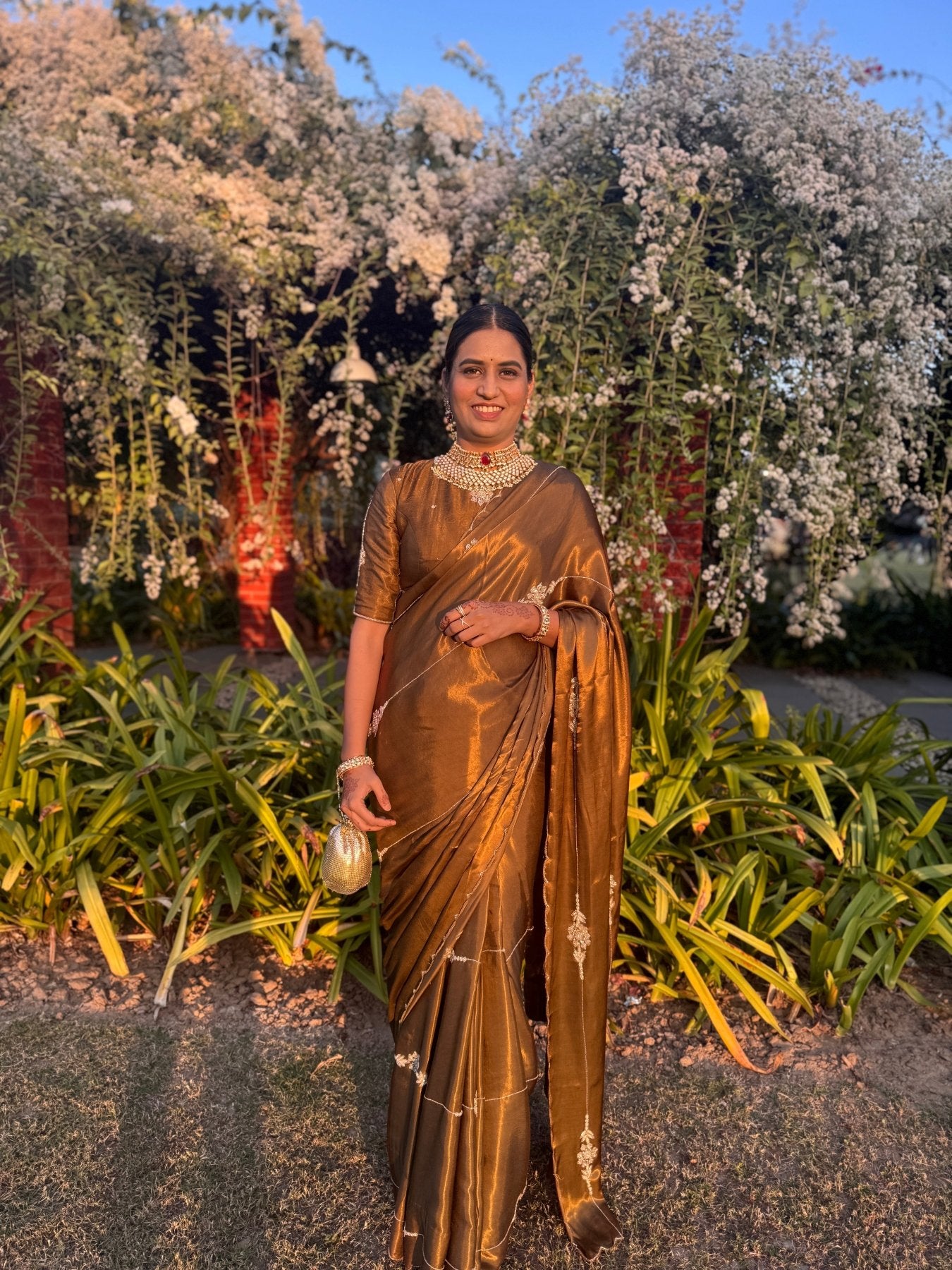 Cappuccino Modal Handwork Saree - Eternity by Sakshi