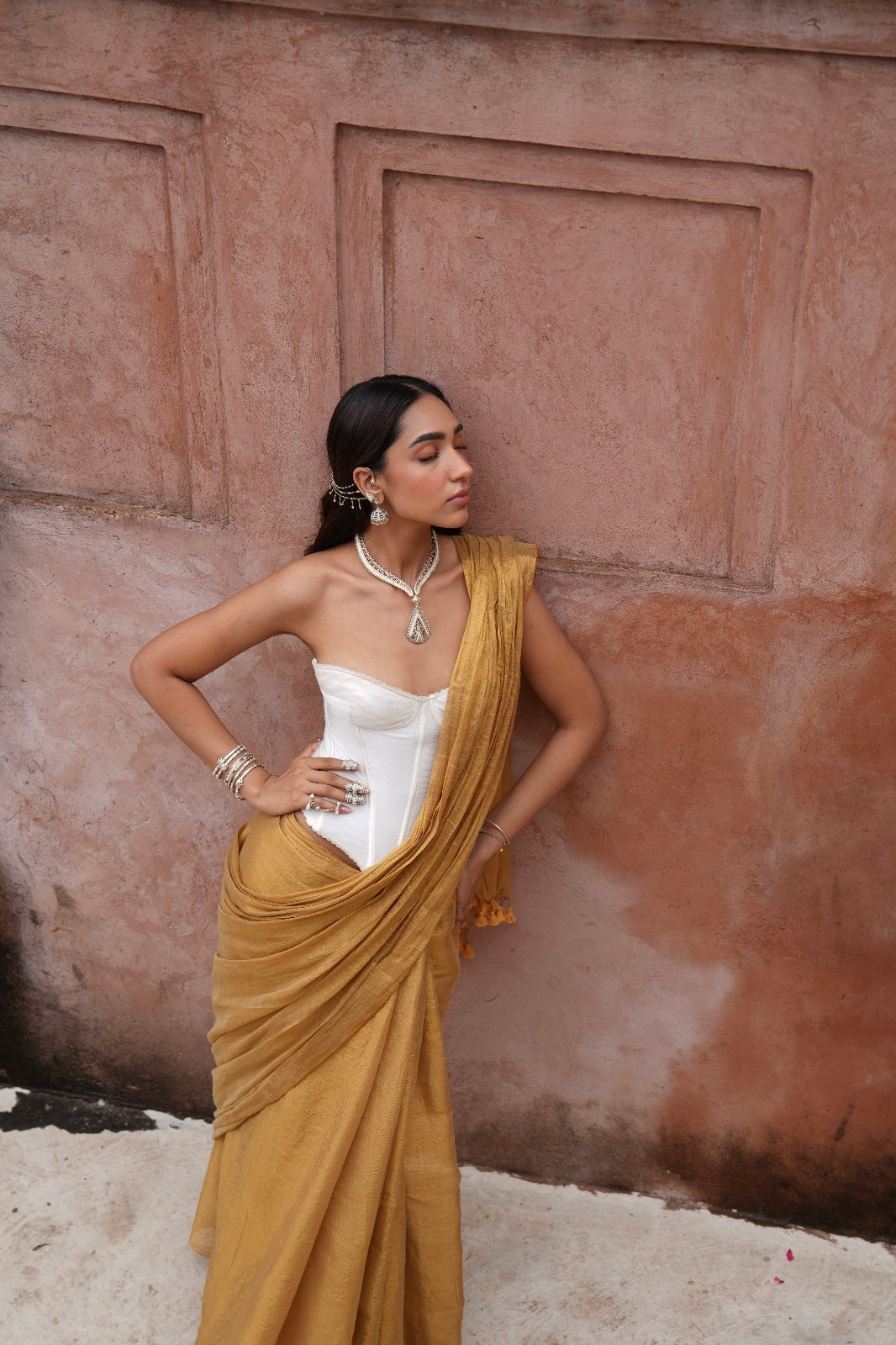 Molten Metal Gold Saree