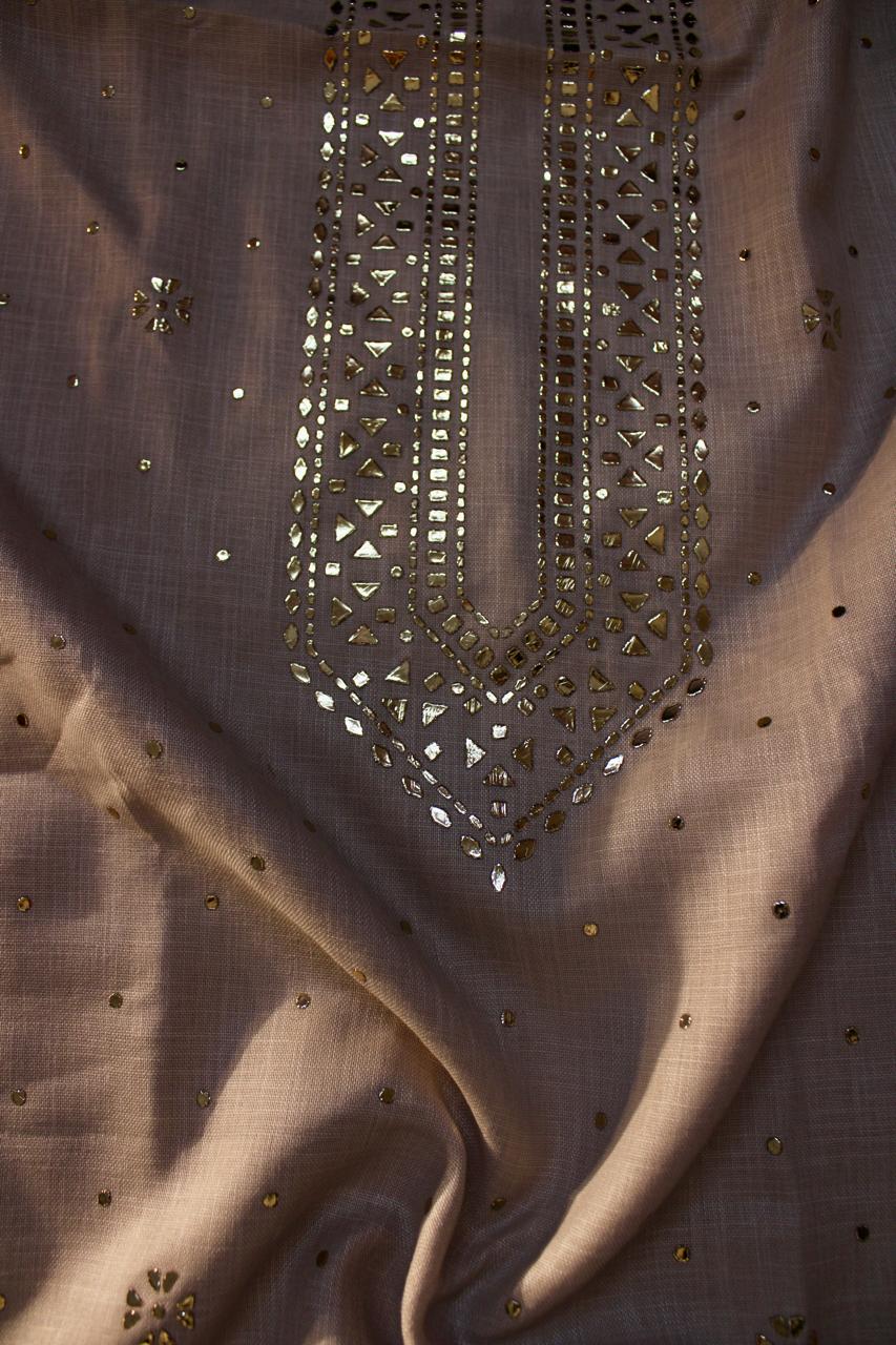 Light Pink Linen Unstitched Mens Kurta Fabric 02