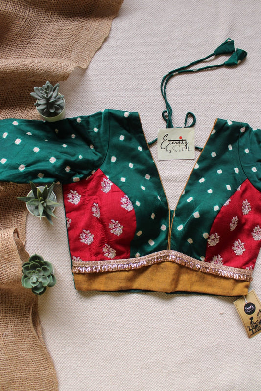 Green Bandhani Blouse - Eternity by Sakshi