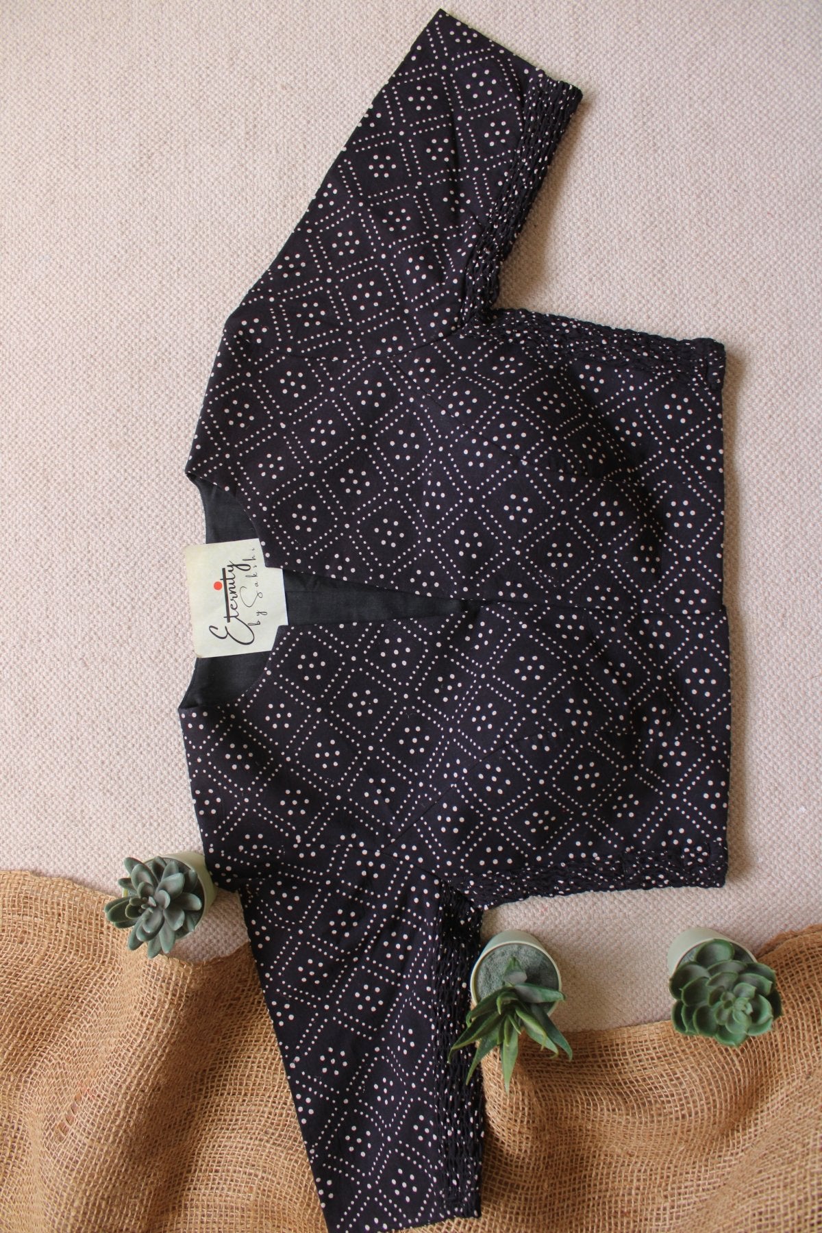 Black Vanilla Ajrakh Stretchable Blouse - Eternity by Sakshi