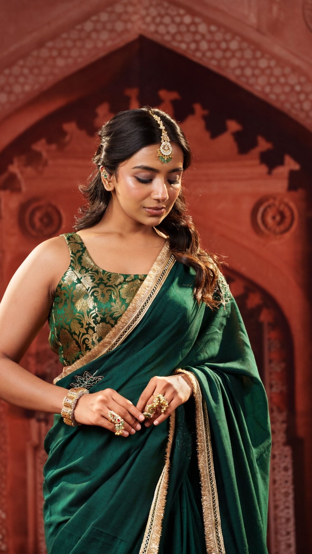 Emerald Elegance Handwork Saree - Eternity by Sakshi