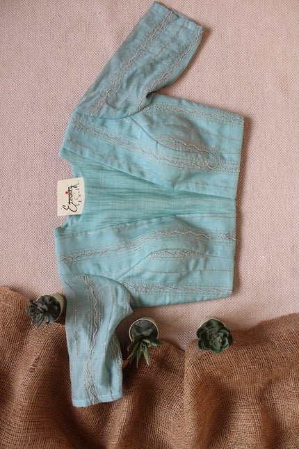 Pastel Wave Chanderi With Pearl Work Blouse - Eternity by Sakshi