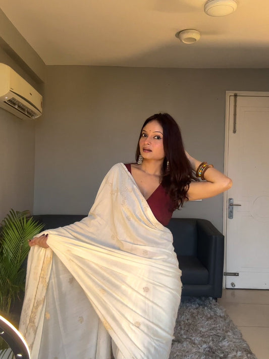 White Parv Saree - Eternity by Sakshi