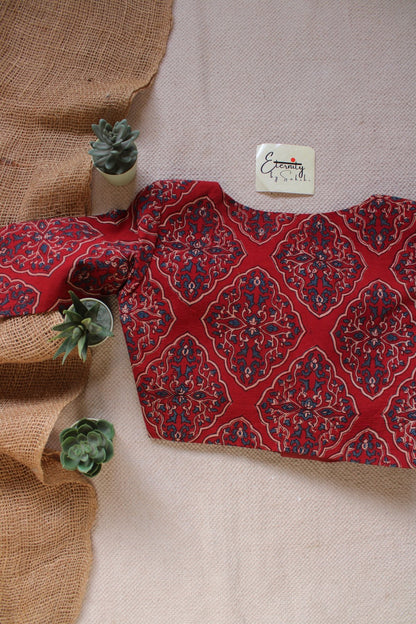 Ajrakh - Charm Red Blouse - Eternity by Sakshi