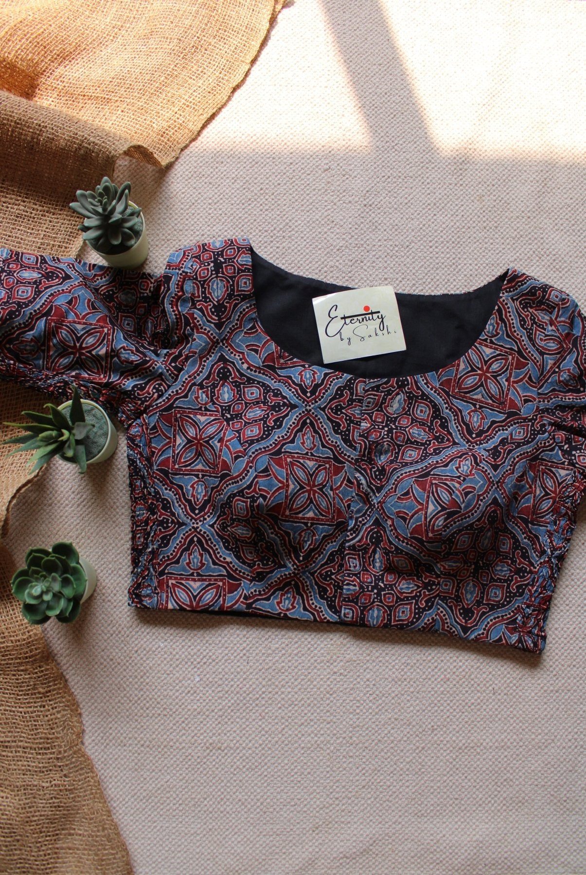 Black Bird Ajrakh Strechable Blouse