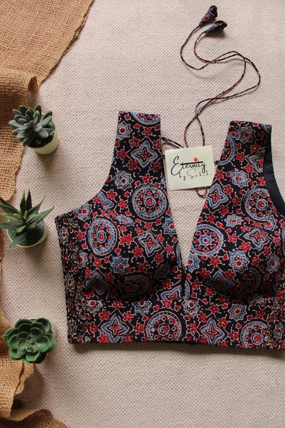 Kohl Ajrakh Strechable Blouse - Eternity by Sakshi