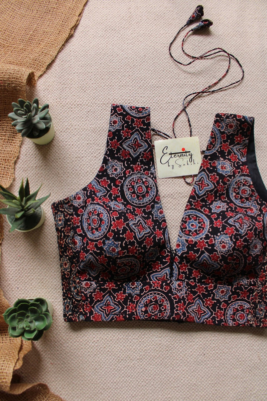 Kohl Ajrakh Strechable Blouse - Eternity by Sakshi