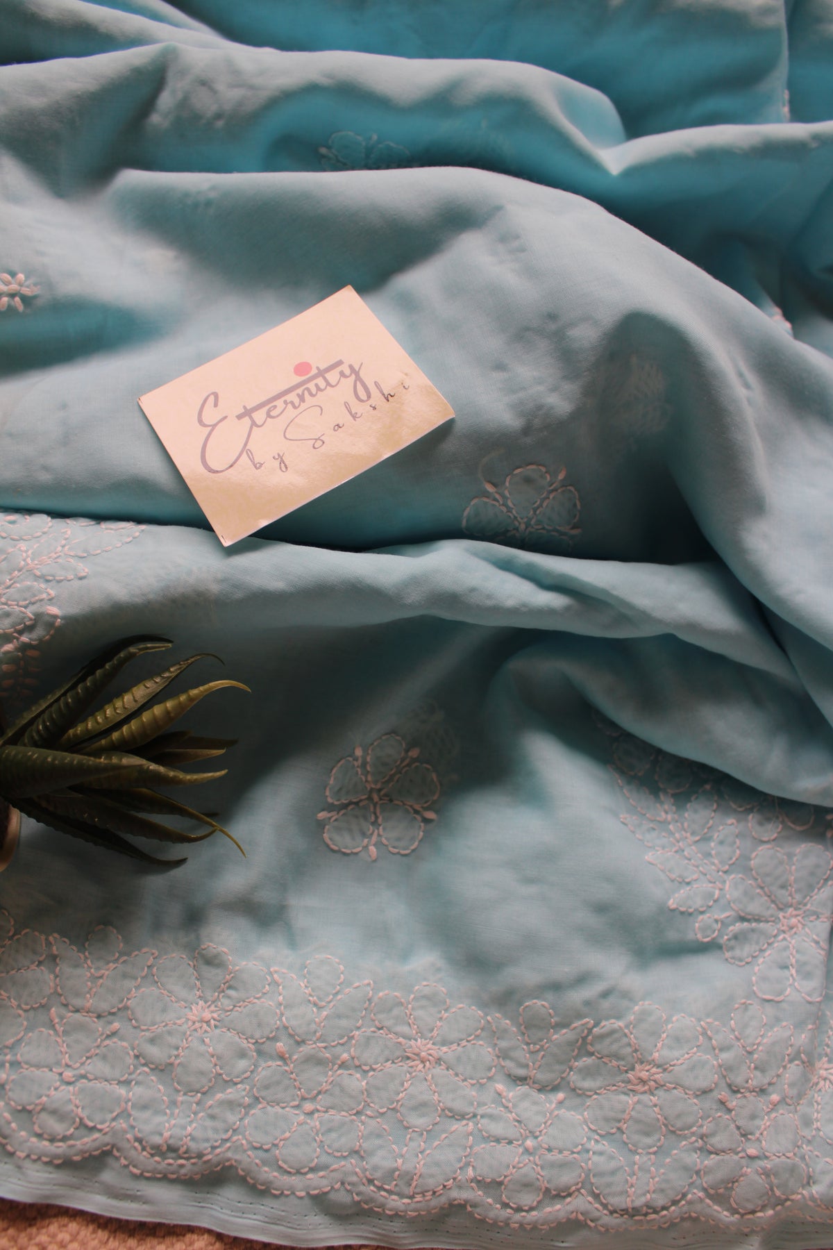 Blue Lucknowi Handwork Saree