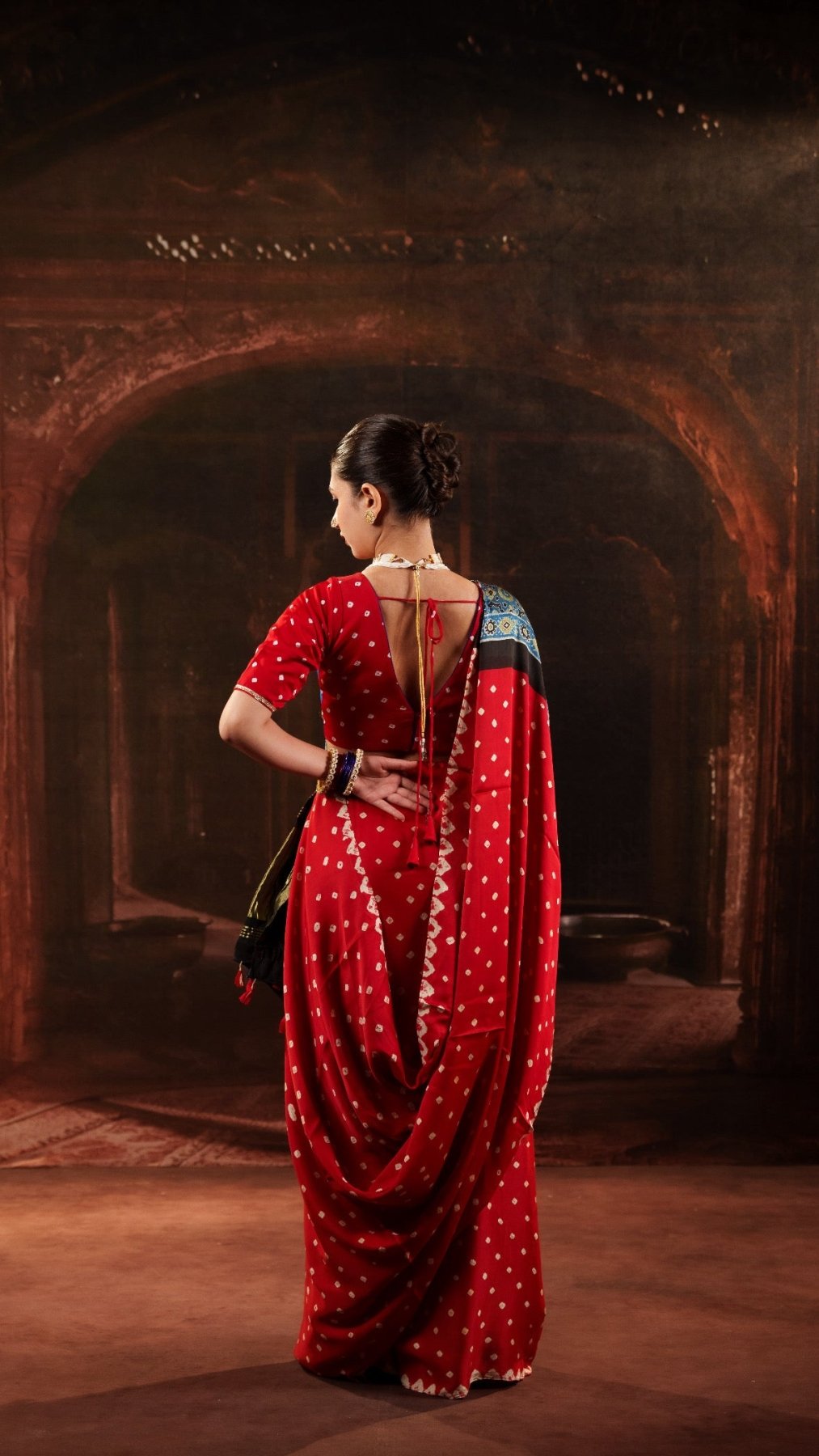 Red Modal Bandhani Saree - Eternity by Sakshi