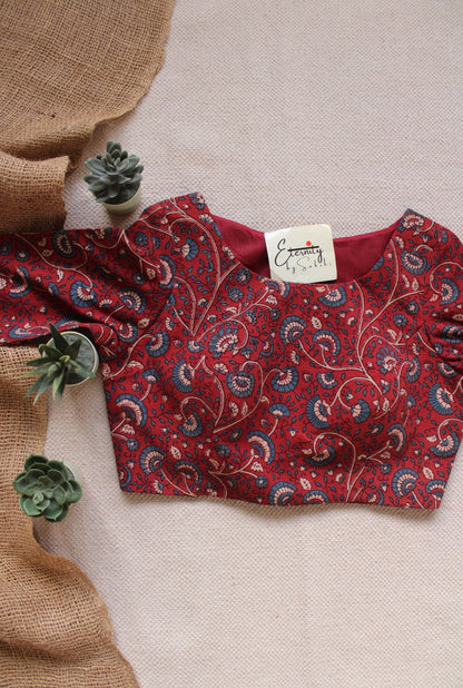 Ajrakh – Maroon Floral Blouse - Eternity by Sakshi