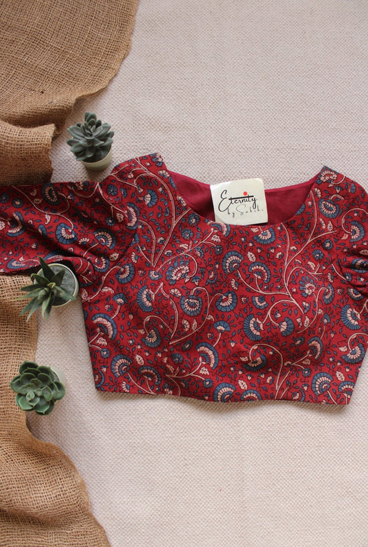 Ajrakh – Maroon Floral Blouse - Eternity by Sakshi