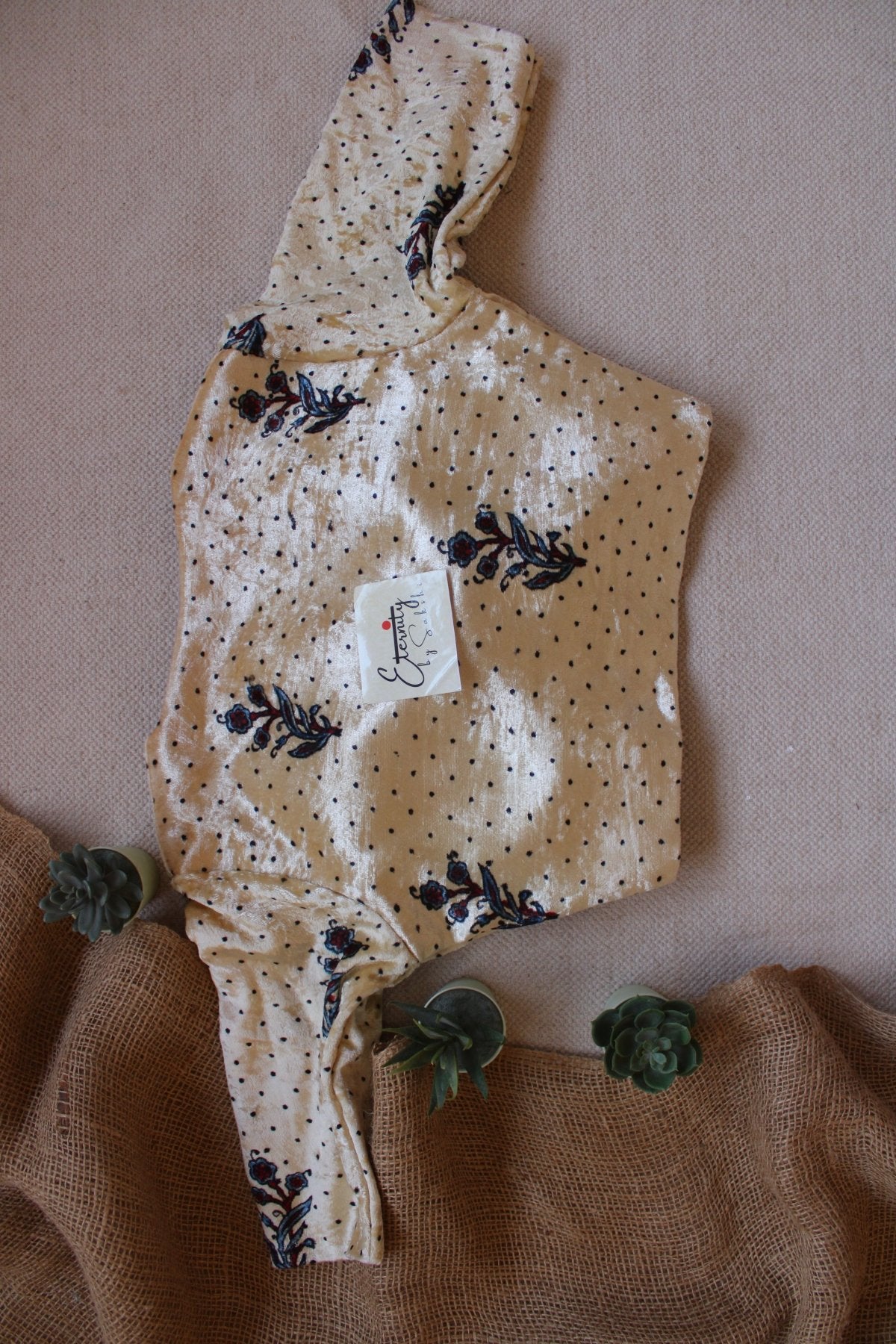 Butter Ajrakh Velvet Blouse - Eternity by Sakshi