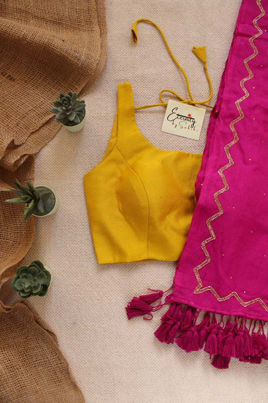 Pink Noor Saree + Yellow Noorie Blouse Combo - Eternity by Sakshi