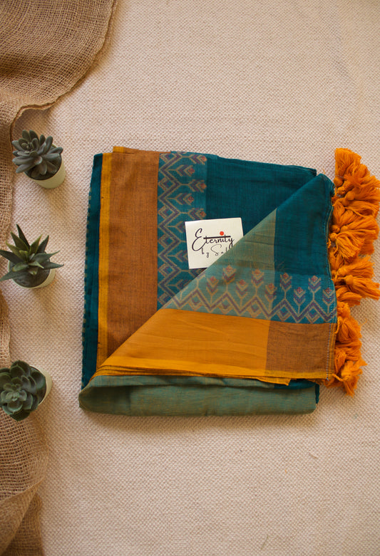 Turquoise Mohe saree