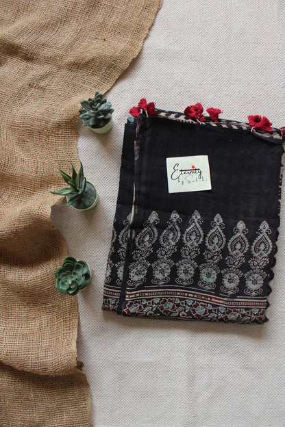 Black Ajrakh Saree