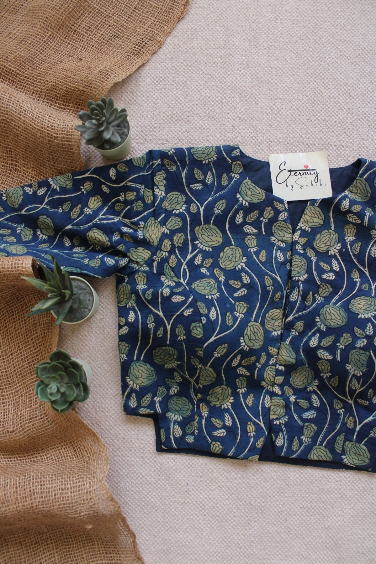 Ink Blue Rosevine Blouse - Eternity by Sakshi