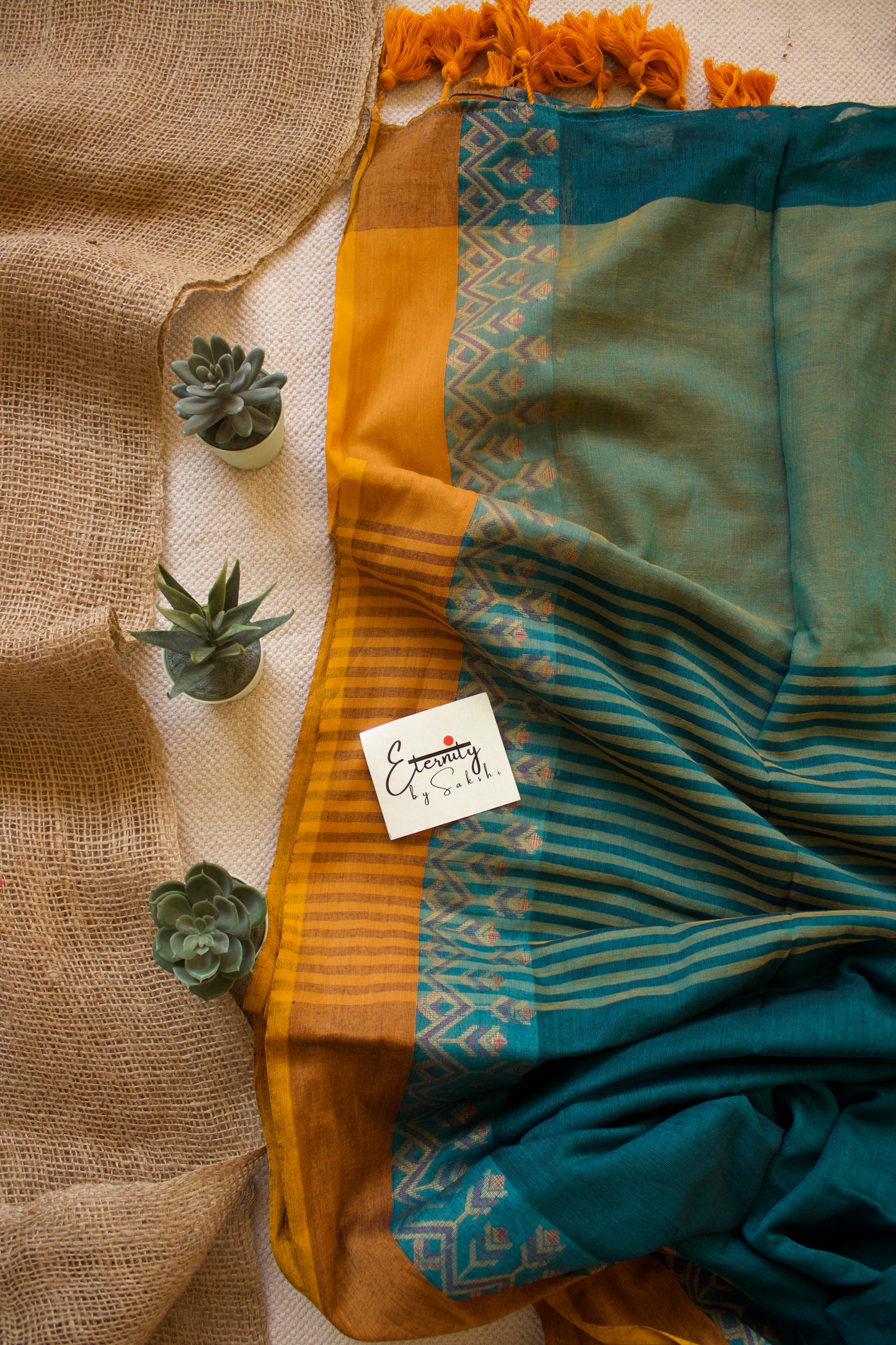 Turquoise Mohe saree