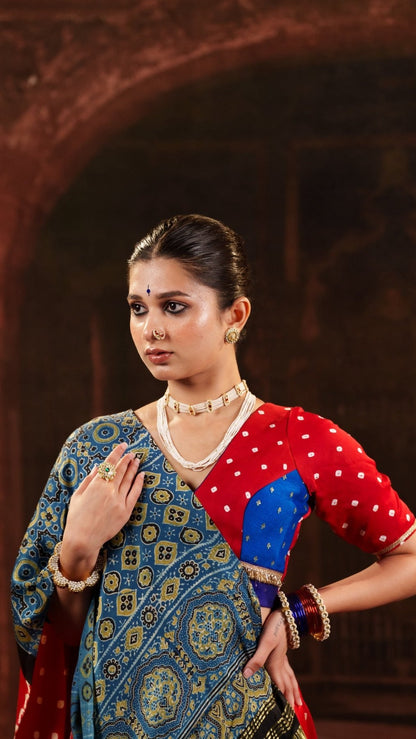 Red Modal Bandhani Saree - Eternity by Sakshi