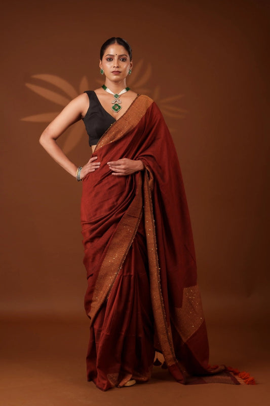 Rust Orange Shakti saree - Eternity by Sakshi