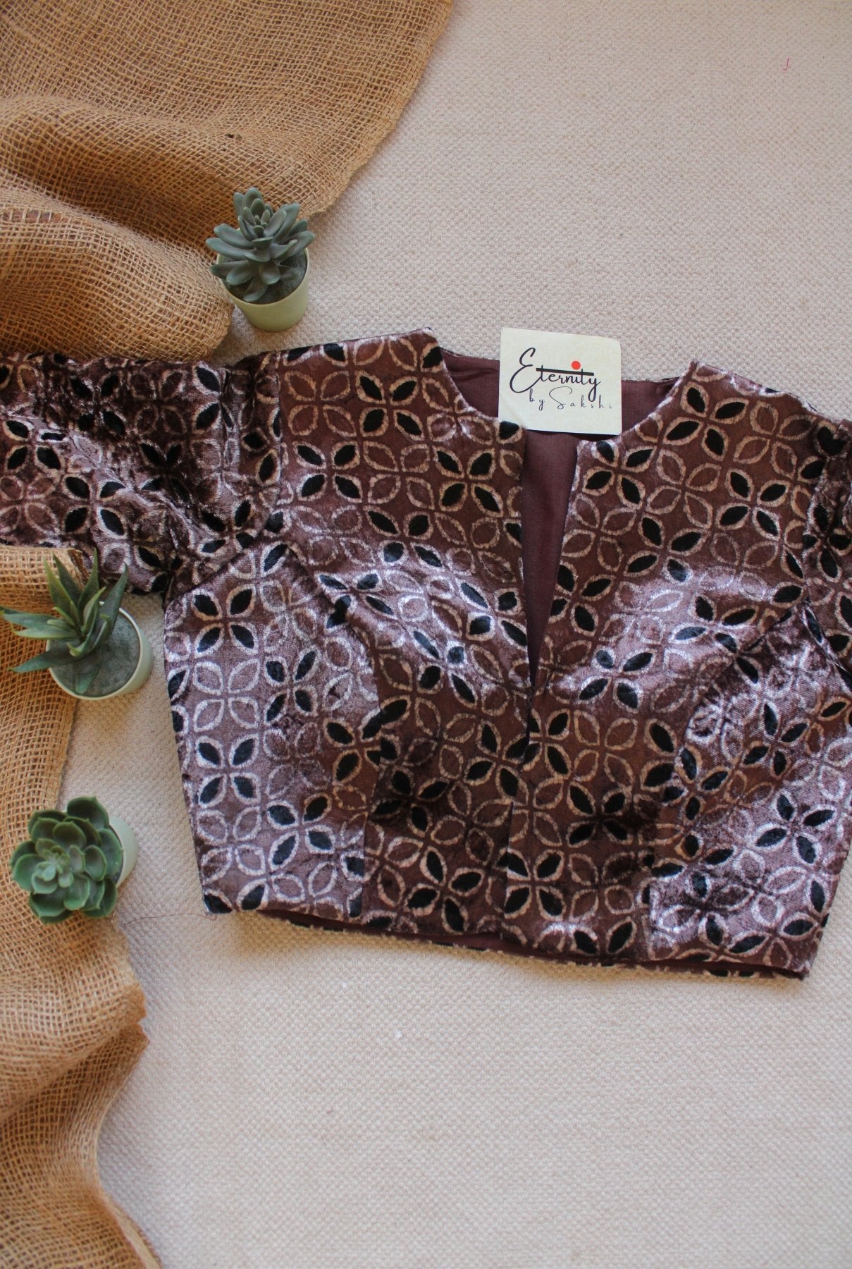 Mud Ajrakh Velvet Blouse - Eternity by Sakshi