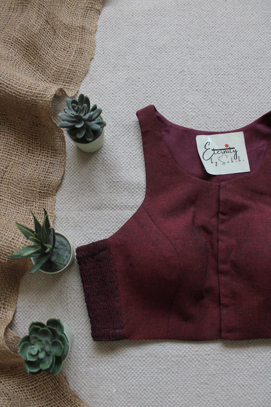 Gulmohar Maroon Stretchable Blouse - Eternity by Sakshi