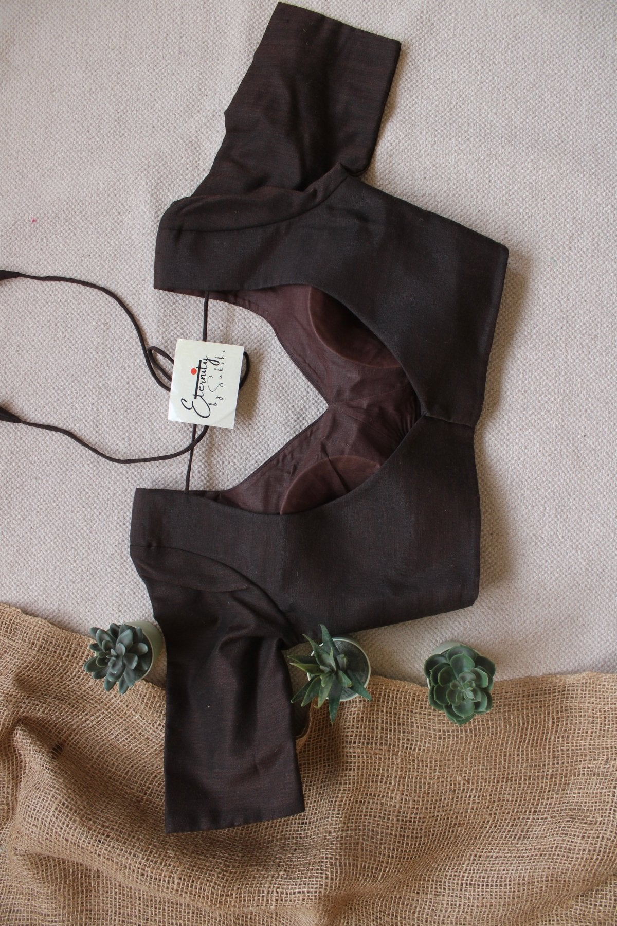 Brown Madhubala With Sleeves Blouse - Eternity by Sakshi