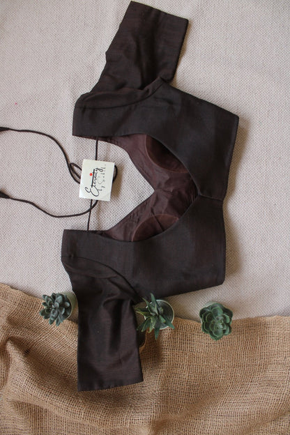 Brown Madhubala With Sleeves Blouse - Eternity by Sakshi