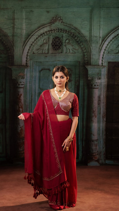 Scarlet Noor Saree - Eternity by Sakshi