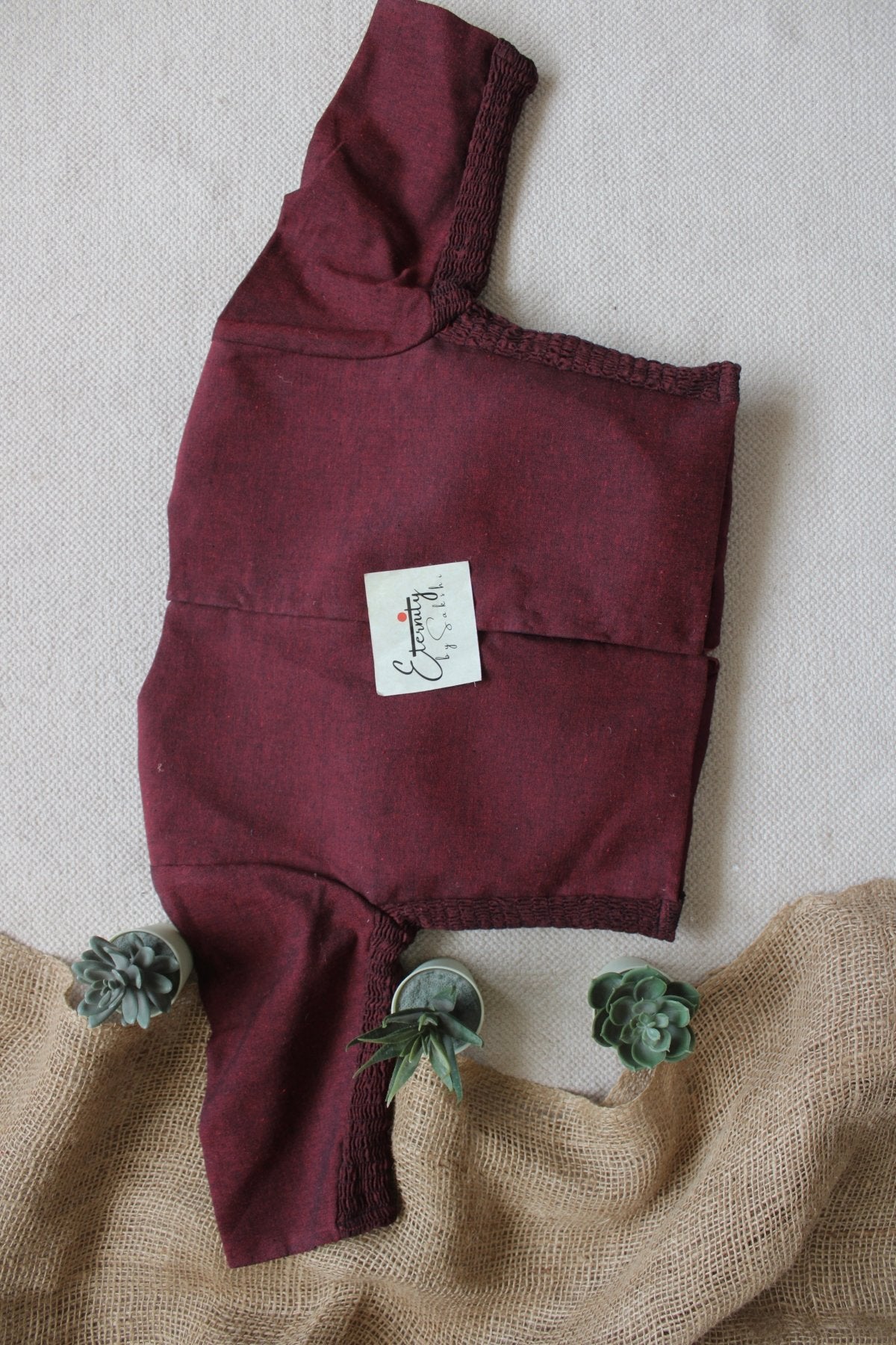 Maroon Double Zip Mood With Sleeves Stretchable Blouse - Eternity by Sakshi
