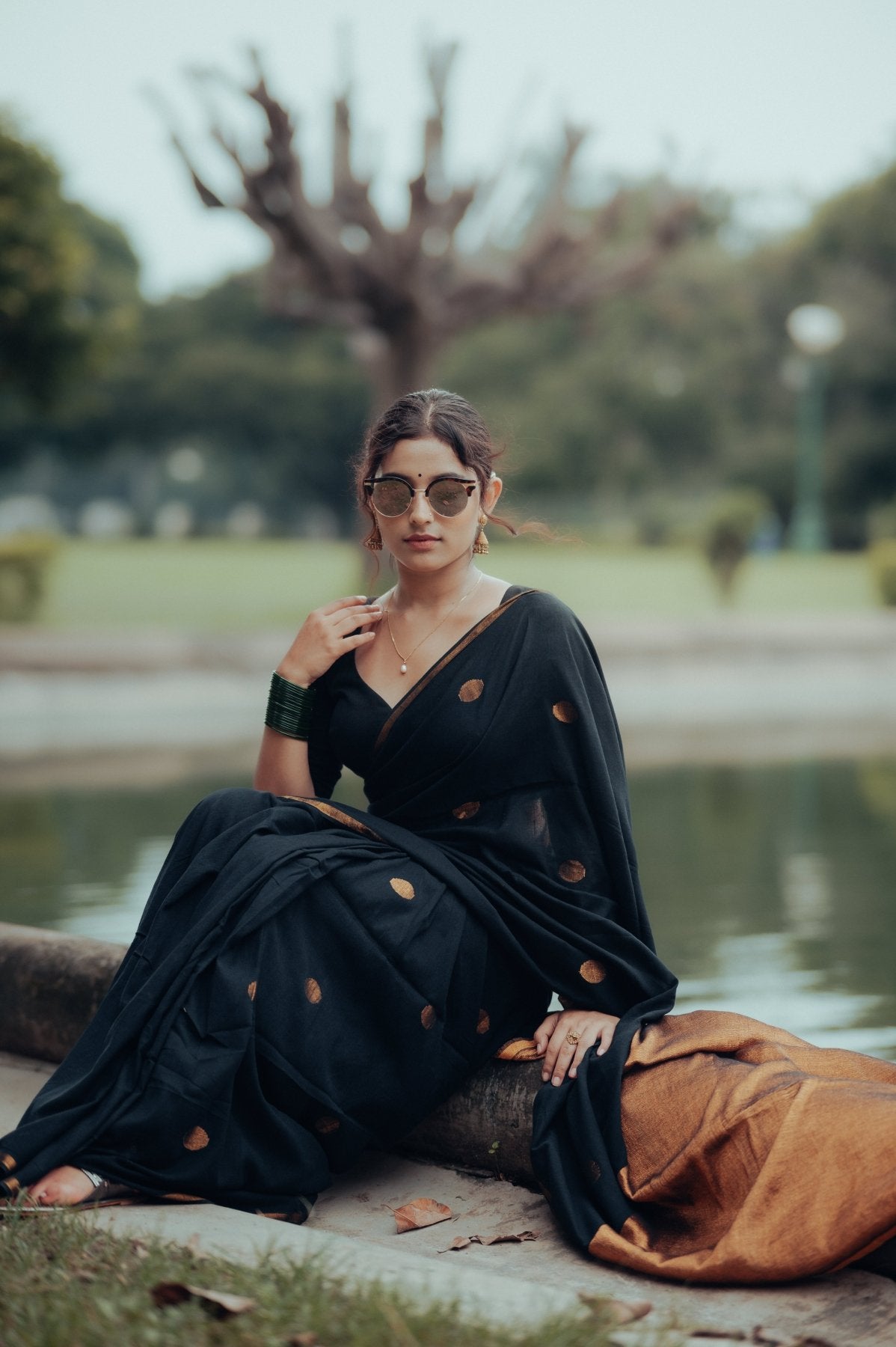 Black Polka Saree - Eternity by Sakshi