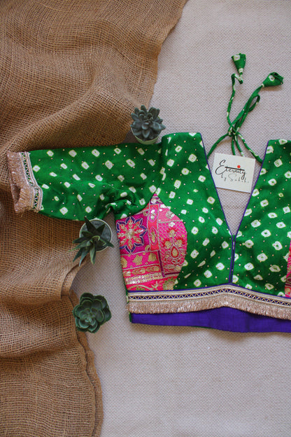 Hari Bandhani Pink Patch Blouse