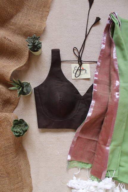 The Forest Saree + Brown Madhubala Blouse Combo - Eternity by Sakshi