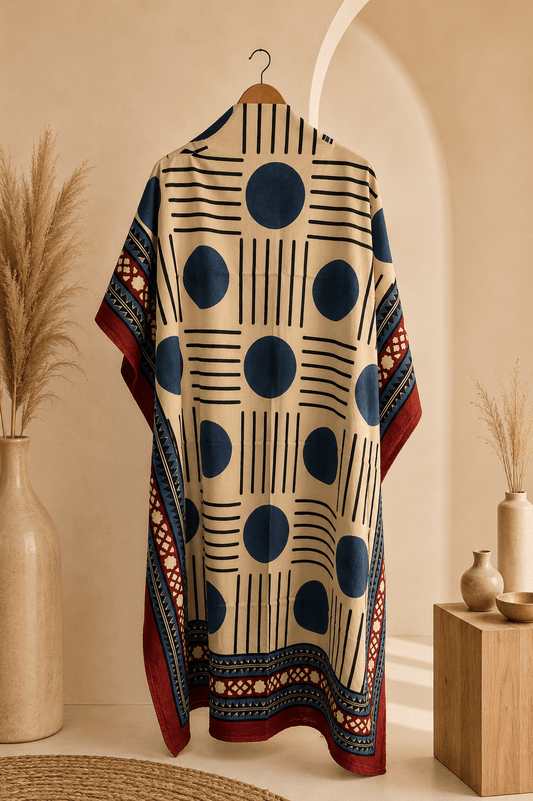 Kaftan Fabric Offwhite Polka - Eternity by Sakshi