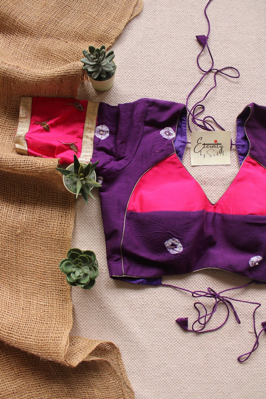 Purple Pink Navratri Patch Limited Edition Blouse - Eternity by Sakshi