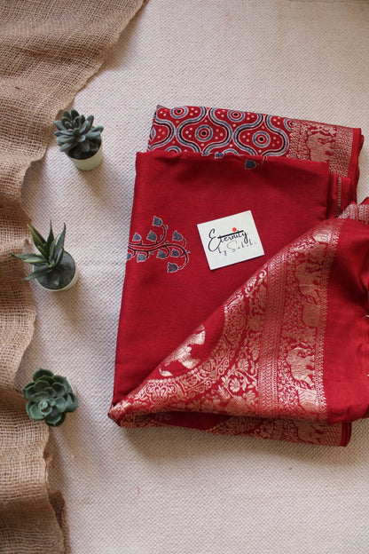 Exclsuive Dul Red Dola Silk Saree - Eternity by Sakshi