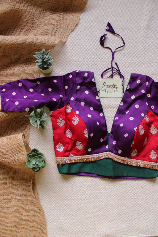 Purple Bandhani Blouse - Eternity by Sakshi