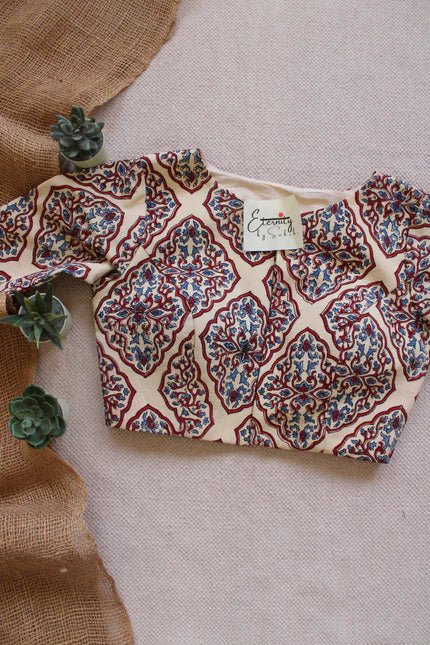 Ajrakh - Vanilla Story Blouse - Eternity by Sakshi