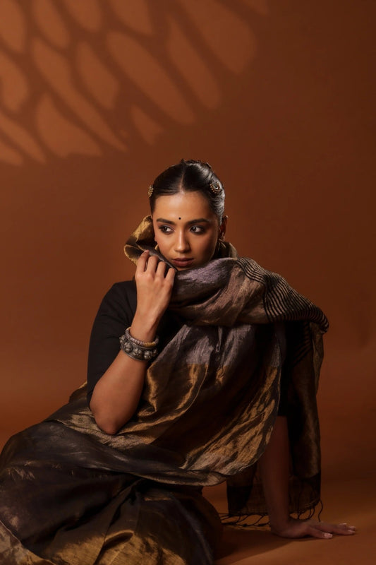 Nayana Metallic Black Saree - Eternity by Sakshi