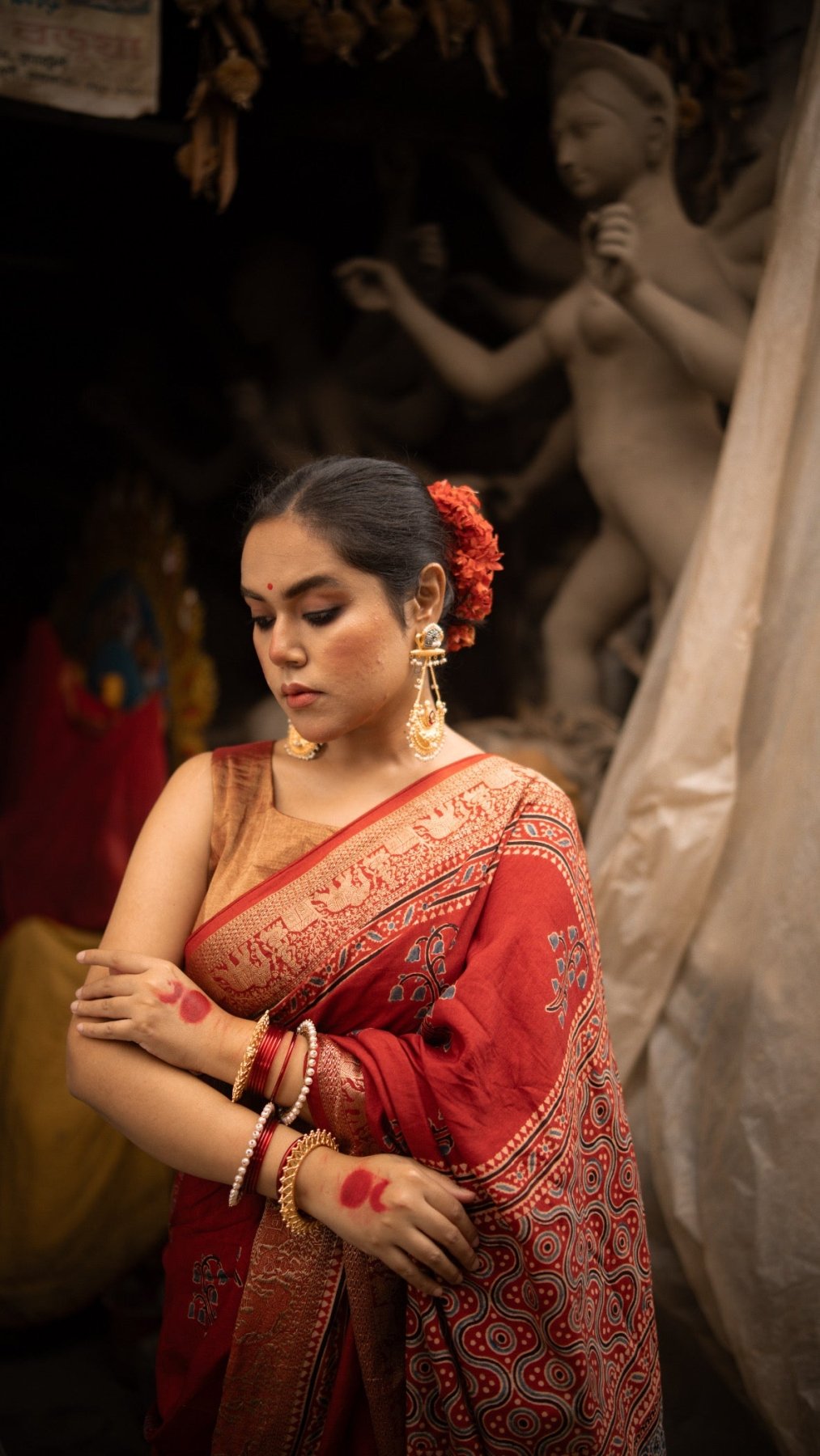 Exclsuive Dul Red Dola Silk Saree - Eternity by Sakshi