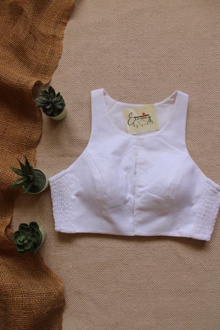 Gulmohar White Stretchable Blouse - Eternity by Sakshi