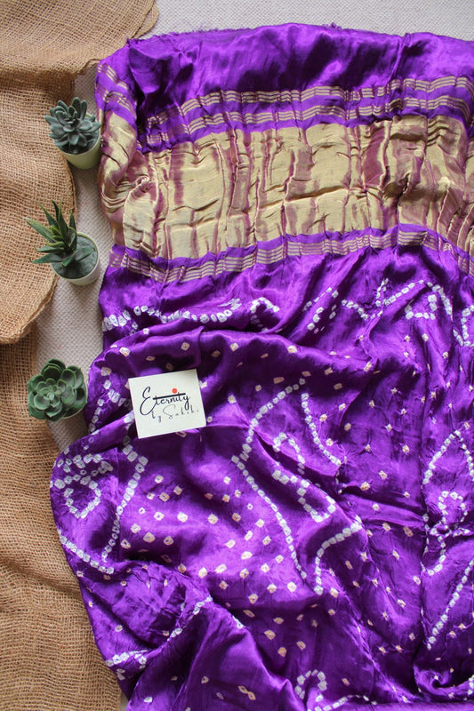 Purple Plain Bandhani Saree - Eternity by Sakshi