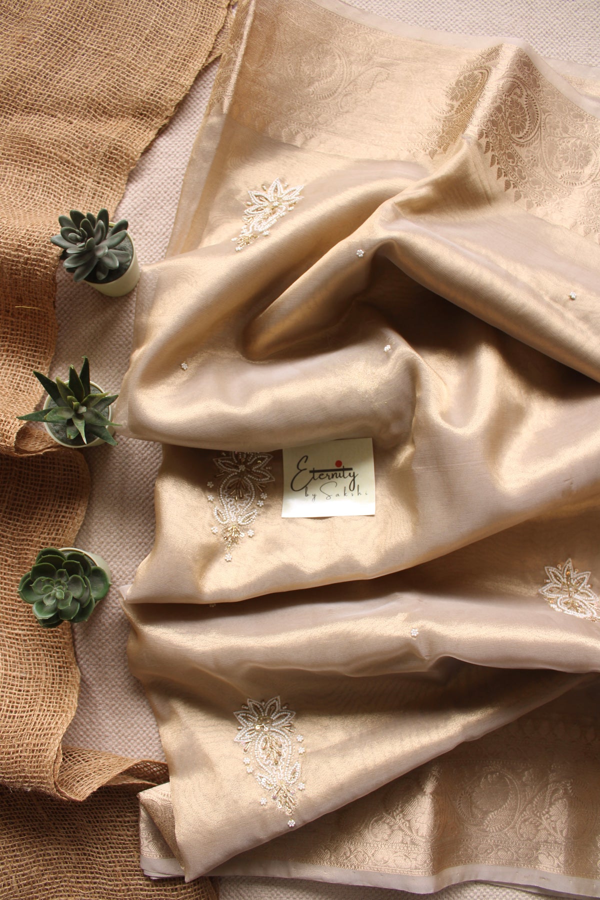Tissue Golden Work Saree