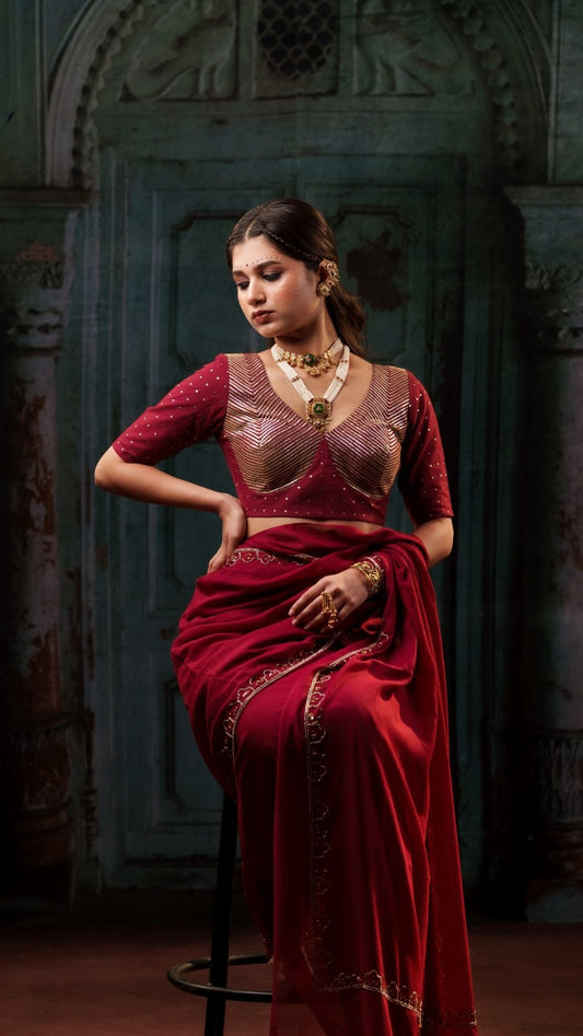 Maroon Gulkaari Blouse - Eternity by Sakshi