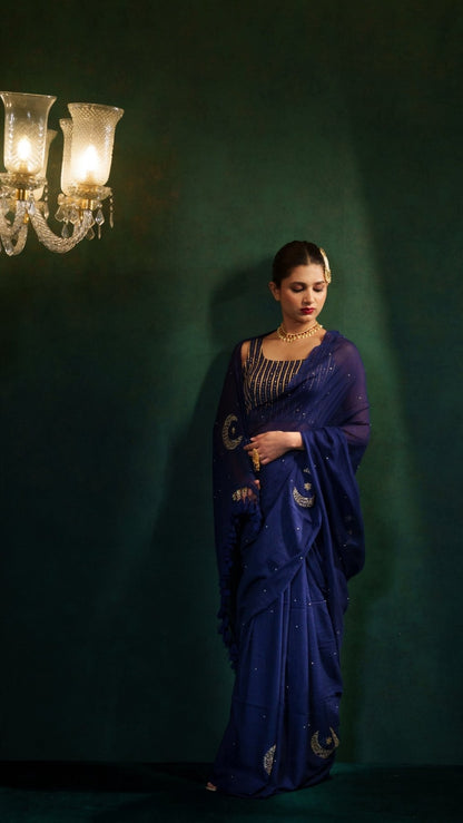 Midnight Chand Tara Handwork Saree - Eternity by Sakshi